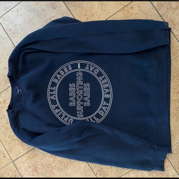 "UPLIFT ALL BABES" Big Sister Crew Neck Sweatshirt | Navy - Picture 2 of 5